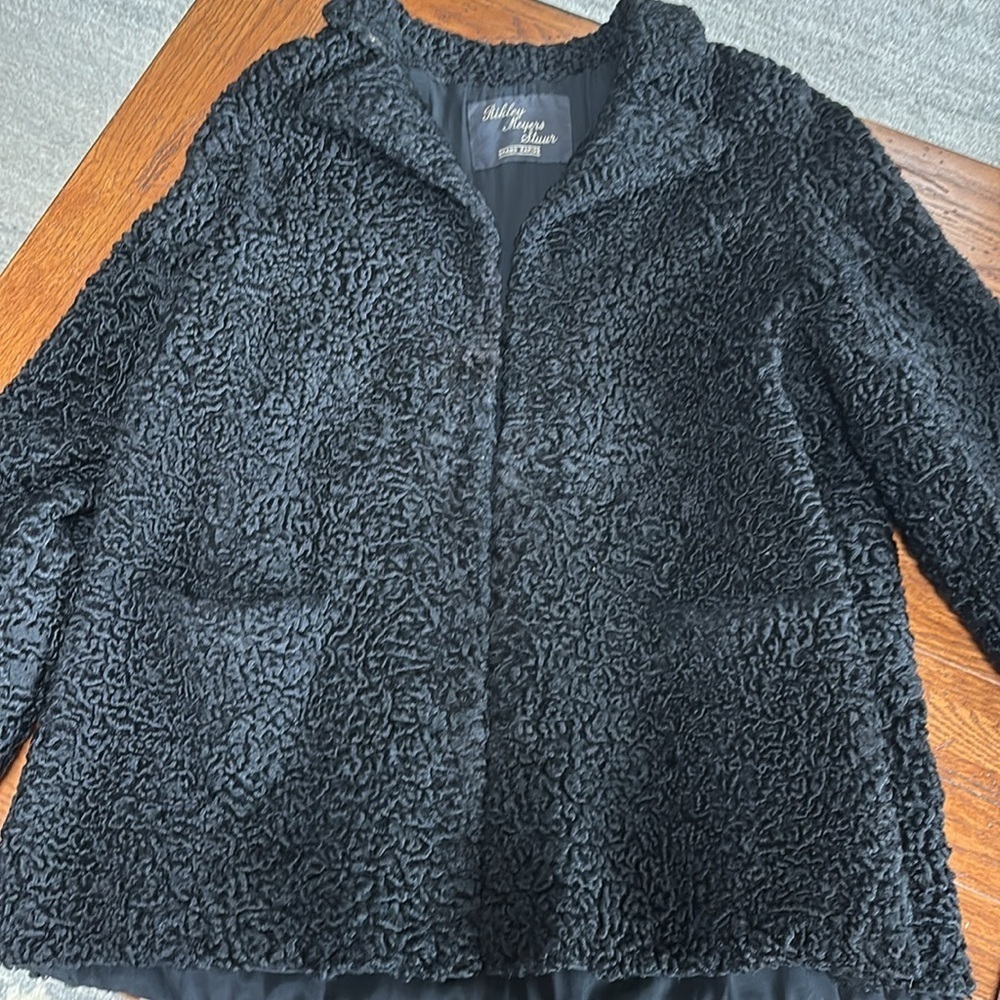 Vintage 1950s Black Persian Curly Lamb Fur Coat Hollywood Glam Jacket Size S / M - Picture 9 of 9